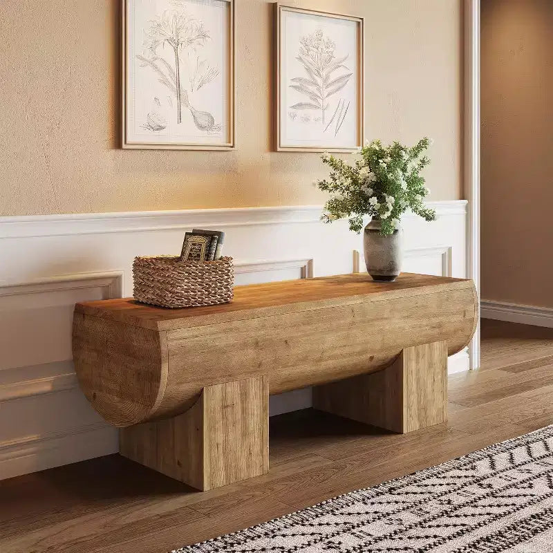 Lantine Solid Wood 47 Entryway Bench, Farmhouse End of Bed Bench, Entry Bench Seat for Bedroom, Living Room, Hallway