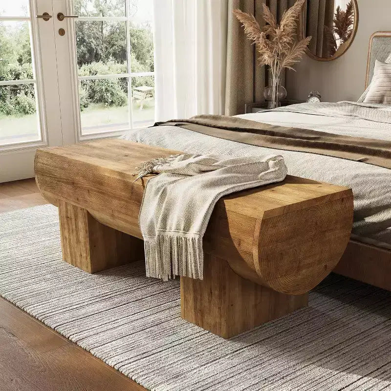 Lantine Solid Wood 47 Entryway Bench, Farmhouse End of Bed Bench, Entry Bench Seat for Bedroom, Living Room, Hallway