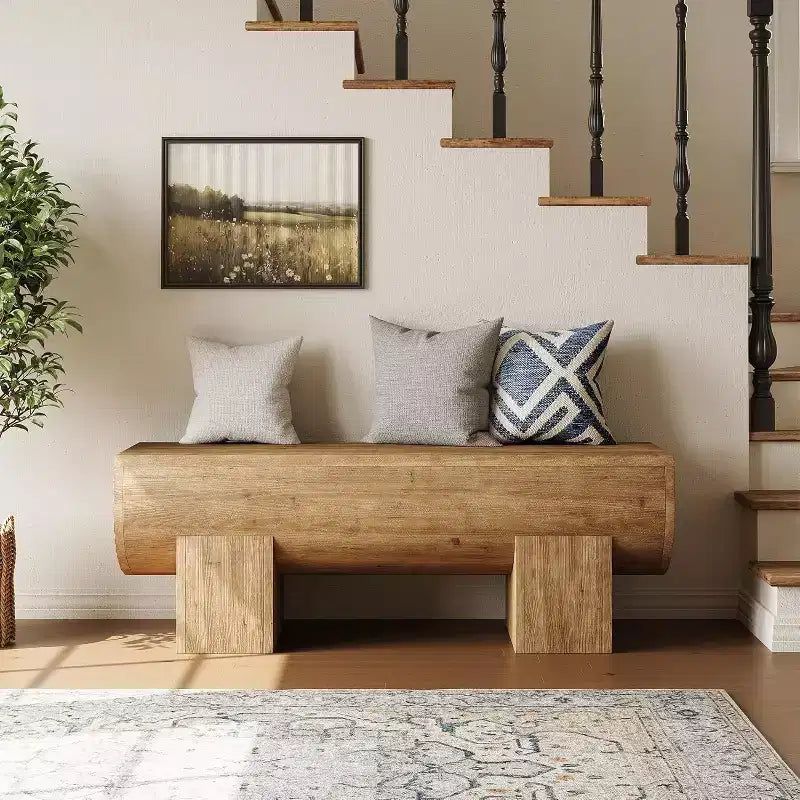 Lantine Solid Wood 47 Entryway Bench, Farmhouse End of Bed Bench, Entry Bench Seat for Bedroom, Living Room, Hallway