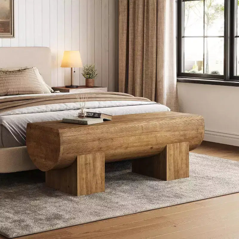 Lantine Solid Wood 47 Entryway Bench, Farmhouse End of Bed Bench, Entry Bench Seat for Bedroom, Living Room, Hallway