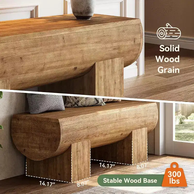 Lantine Solid Wood 47 Entryway Bench, Farmhouse End of Bed Bench, Entry Bench Seat for Bedroom, Living Room, Hallway