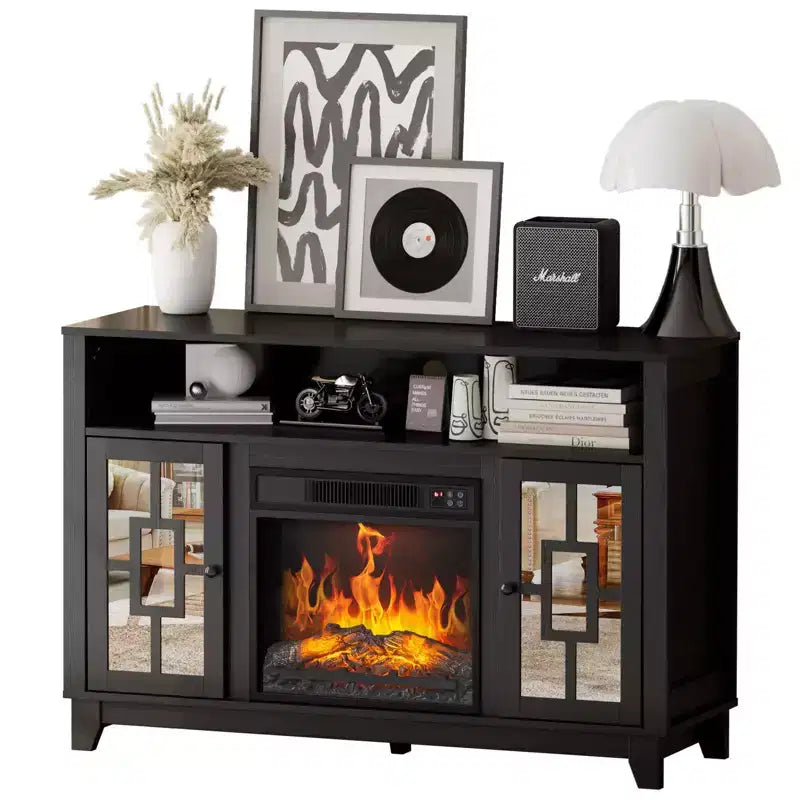 Karl Home Fireplace TV Stand for 60 Inch TV Modern Entertainment Center with Glass Door Storage Cabinet
