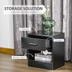 Modern Side Table with Drawer and Storage Shelf, End Table for Living Room