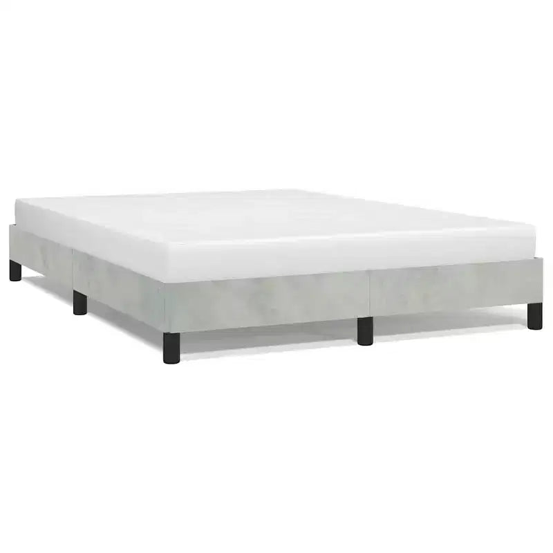 Bed Frame Light Gray Velvet, Engineered wood, Plywood Queen