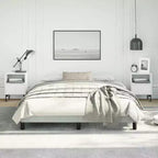 Bed Frame Light Gray Velvet, Engineered wood, Plywood Queen