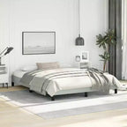 Bed Frame Light Gray Velvet, Engineered wood, Plywood Queen