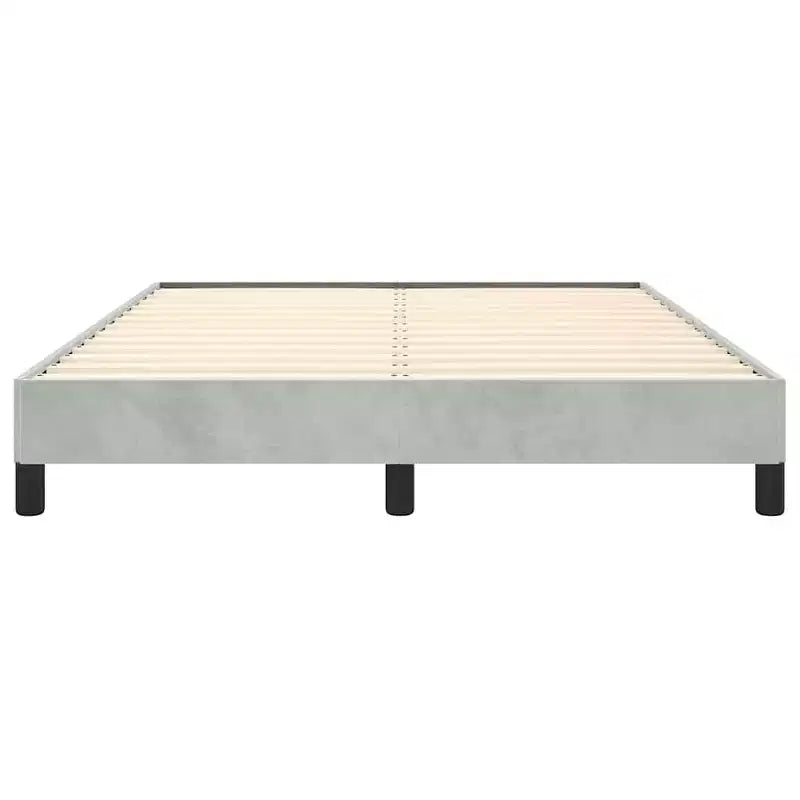 Bed Frame Light Gray Velvet, Engineered wood, Plywood Queen
