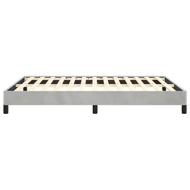 Bed Frame Light Gray Velvet, Engineered wood, Plywood Queen