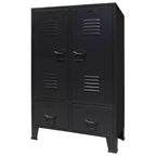 vidaXL Wardrobe Black Sheet Metal Medium Adjustable Shelves