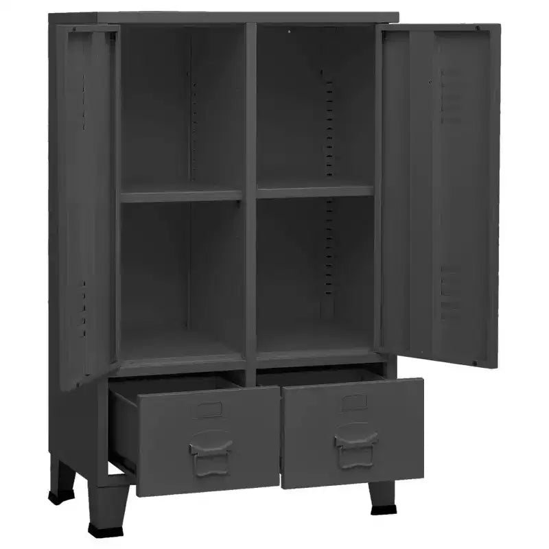 vidaXL Wardrobe Black Sheet Metal Medium Adjustable Shelves
