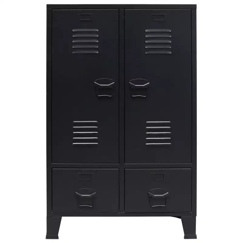 vidaXL Wardrobe Black Sheet Metal Medium Adjustable Shelves