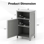 Costway Bathroom Floor Cabinet Single Door Side Cabinet w/ Open Compartment & 3-Position Adjustable Shelf White/Grey