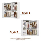 Besiost Set of 2 Corner Closet System with Tower Shelves, Freestanding Closet Organizer with Drawers