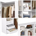Besiost Set of 2 Corner Closet System with Tower Shelves, Freestanding Closet Organizer with Drawers