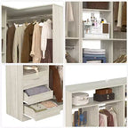 Besiost Set of 2 Corner Closet System with Tower Shelves, Freestanding Closet Organizer with Drawers