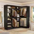 Besiost Set of 2 Corner Closet System with Tower Shelves, Freestanding Closet Organizer with Drawers
