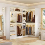 Besiost Set of 2 Corner Closet System with Tower Shelves, Freestanding Closet Organizer with Drawers