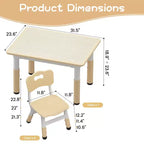 Height Adjustable Kids Table & 2 Chairs Set - Graffiti Desktop, Non-Slip Design - Perfect for Toddlers in Home Daycare & Preschool
