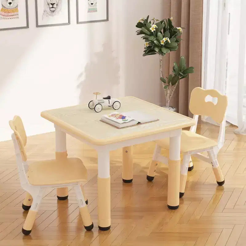 Height Adjustable Kids Table & 2 Chairs Set - Graffiti Desktop, Non-Slip Design - Perfect for Toddlers in Home Daycare & Preschool