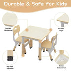 Height Adjustable Kids Table & 2 Chairs Set - Graffiti Desktop, Non-Slip Design - Perfect for Toddlers in Home Daycare & Preschool