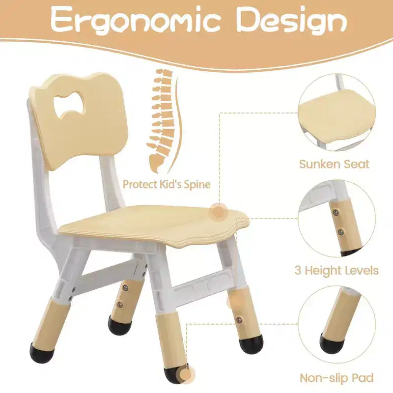 Height Adjustable Kids Table & 2 Chairs Set - Graffiti Desktop, Non-Slip Design - Perfect for Toddlers in Home Daycare & Preschool