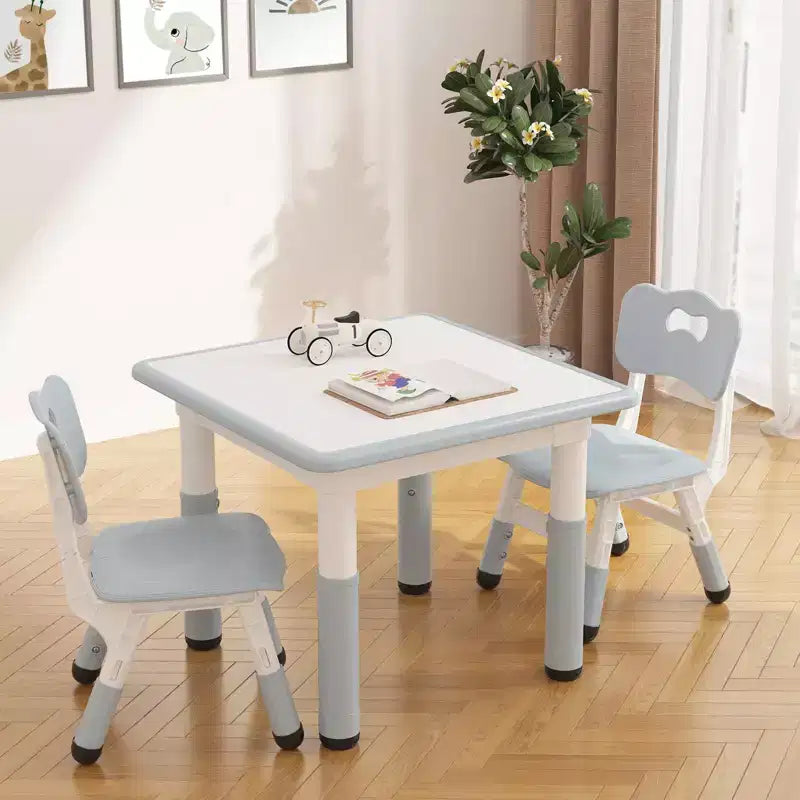 Height Adjustable Kids Table & 2 Chairs Set - Graffiti Desktop, Non-Slip Design - Perfect for Toddlers in Home Daycare & Preschool