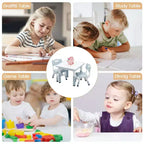 Height Adjustable Kids Table & 2 Chairs Set - Graffiti Desktop, Non-Slip Design - Perfect for Toddlers in Home Daycare & Preschool