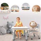 Height Adjustable Kids Table & 2 Chairs Set - Graffiti Desktop, Non-Slip Design - Perfect for Toddlers in Home Daycare & Preschool