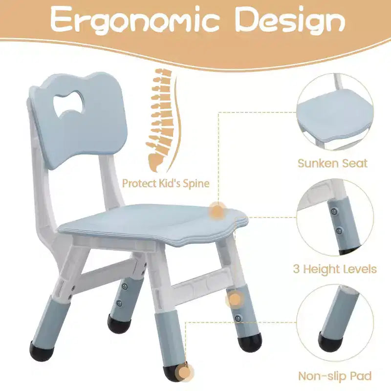 Height Adjustable Kids Table & 2 Chairs Set - Graffiti Desktop, Non-Slip Design - Perfect for Toddlers in Home Daycare & Preschool