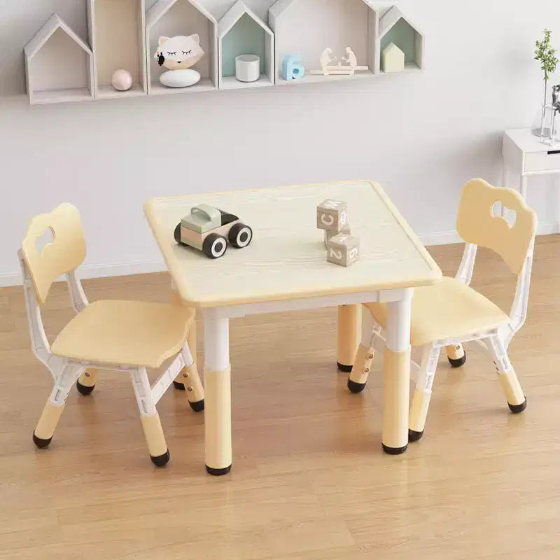 Height Adjustable Kids Table & 2 Chairs Set - Graffiti Desktop, Non-Slip Design - Perfect for Toddlers in Home Daycare & Preschool