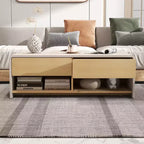 Costway Home Coffee Table w/ 2 Drawers & 2 Storage Shelf Rectangle Table Cocktail Table