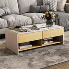 Costway Home Coffee Table w/ 2 Drawers & 2 Storage Shelf Rectangle Table Cocktail Table
