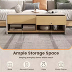 Costway Home Coffee Table w/ 2 Drawers & 2 Storage Shelf Rectangle Table Cocktail Table