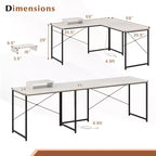 Costway L-Shaped Computer Desk with Power Outlets 95 Long 2-Person Desk with Monitor Shelf Modern Corner Desk Gaming Table with USB Ports White
