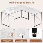 Costway L-Shaped Computer Desk with Power Outlets 95 Long 2-Person Desk with Monitor Shelf Modern Corner Desk Gaming Table with USB Ports White