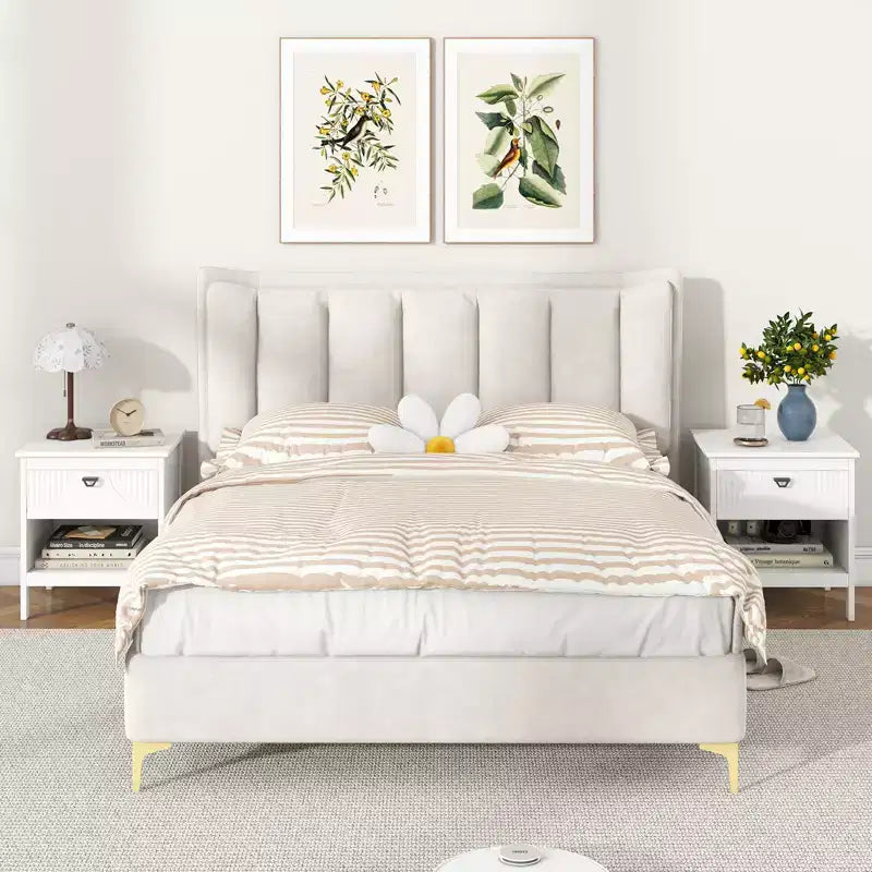 Costway 2PCS 2-tier End Table w/Drawer Open Storage Shelf 2 Tiers Nightstand Bedroom