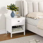 Costway 2PCS 2-tier End Table w/Drawer Open Storage Shelf 2 Tiers Nightstand Bedroom