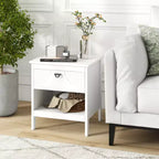 Costway 2PCS 2-tier End Table w/Drawer Open Storage Shelf 2 Tiers Nightstand Bedroom