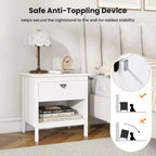 Costway 2PCS 2-tier End Table w/Drawer Open Storage Shelf 2 Tiers Nightstand Bedroom