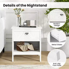 Costway 2PCS 2-tier End Table w/Drawer Open Storage Shelf 2 Tiers Nightstand Bedroom