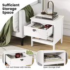 Costway 2PCS 2-tier End Table w/Drawer Open Storage Shelf 2 Tiers Nightstand Bedroom