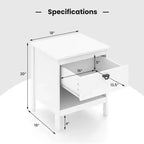 Costway 2PCS 2-tier End Table w/Drawer Open Storage Shelf 2 Tiers Nightstand Bedroom