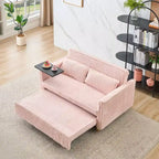 TUYOHW Space-Saving Convertible Sofa,Corduroy Sofa Bed with Movable Tabletop & USB Port,Multi-Functional Loveseat for Living Room