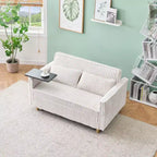 TUYOHW Space-Saving Convertible Sofa,Corduroy Sofa Bed with Movable Tabletop & USB Port,Multi-Functional Loveseat for Living Room