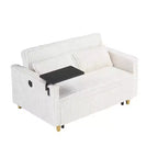 TUYOHW Space-Saving Convertible Sofa,Corduroy Sofa Bed with Movable Tabletop & USB Port,Multi-Functional Loveseat for Living Room
