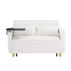 TUYOHW Space-Saving Convertible Sofa,Corduroy Sofa Bed with Movable Tabletop & USB Port,Multi-Functional Loveseat for Living Room