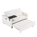 TUYOHW Space-Saving Convertible Sofa,Corduroy Sofa Bed with Movable Tabletop & USB Port,Multi-Functional Loveseat for Living Room
