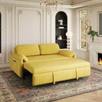 TUYOHW 54-inch Modern Convertible Sofa,Velvet Sofa Bed with Storage Pockets,Retractable 2-in-1 Loveseat for Living Room,Small Space