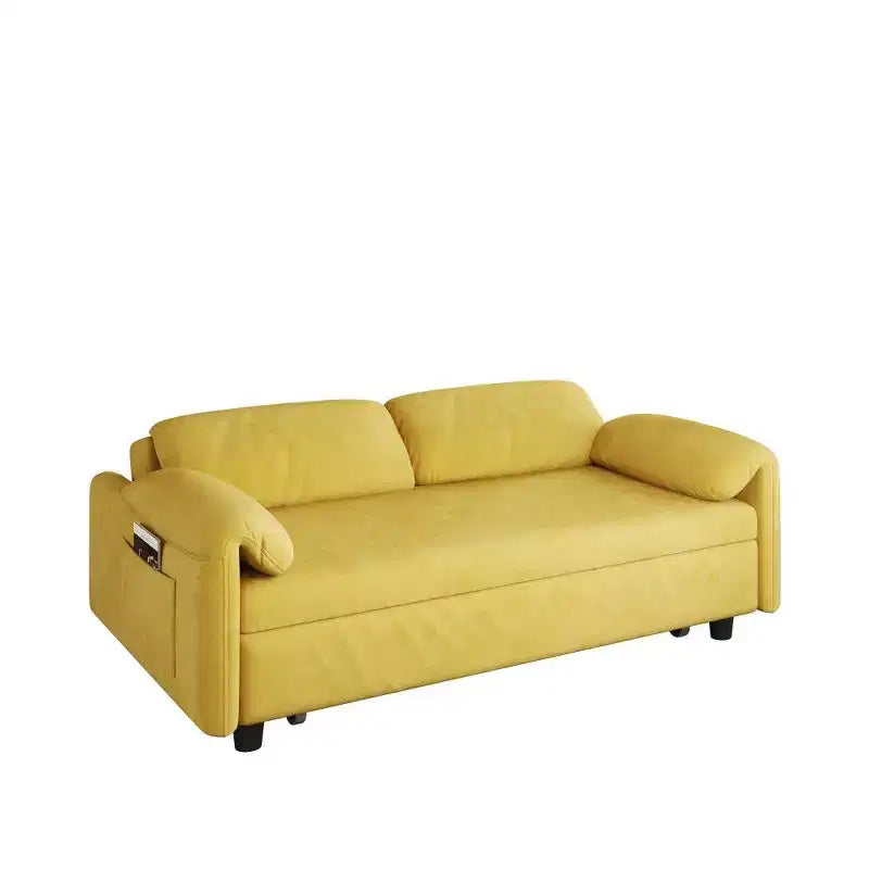 TUYOHW 54-inch Modern Convertible Sofa,Velvet Sofa Bed with Storage Pockets,Retractable 2-in-1 Loveseat for Living Room,Small Space