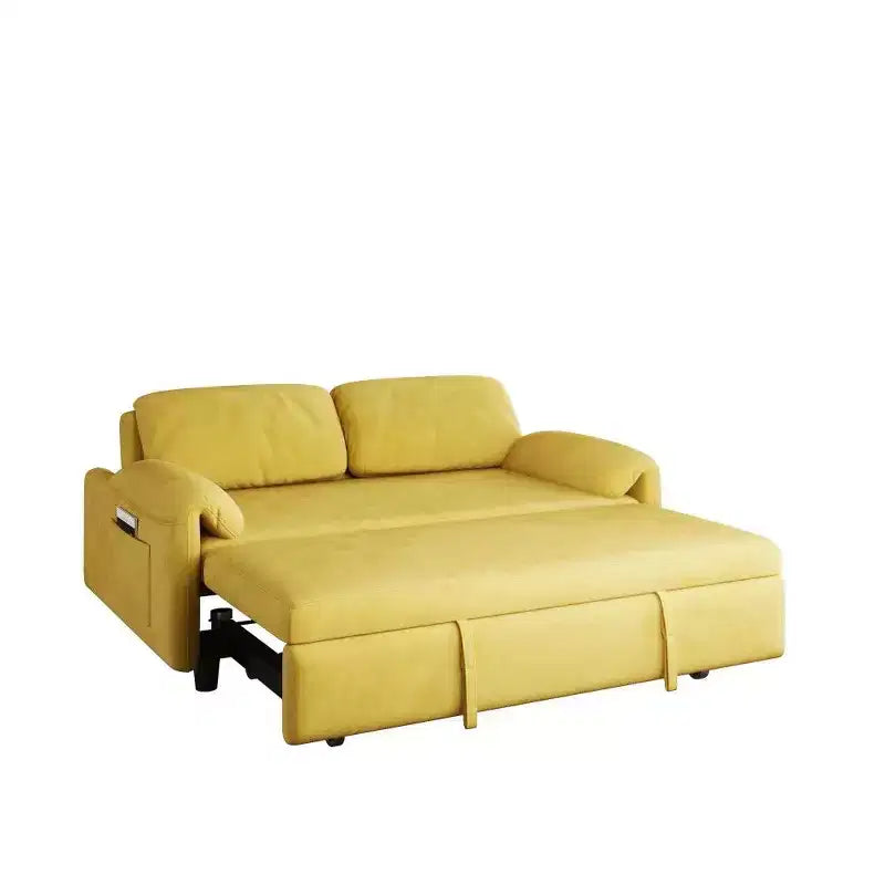 TUYOHW 54-inch Modern Convertible Sofa,Velvet Sofa Bed with Storage Pockets,Retractable 2-in-1 Loveseat for Living Room,Small Space